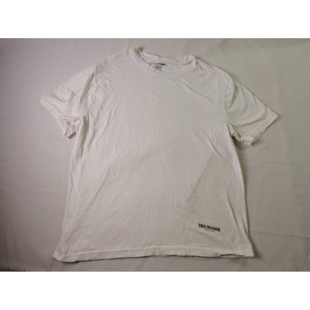 rue Religion Shirt Mens Medium White Short Sleeve Crew Neck Hem Mini Logo Tee